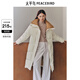 太平鳥(niǎo)女裝羽絨服立領(lǐng)撞色冬印花長(cháng)款面包服時(shí)尚休閑外套 米白 L