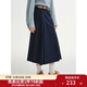 獨束大碼女裝【深藍壓褶】通勤高腰百褶半裙2025冬裝微胖MM半身裙 藏青色 M （尺碼：1）