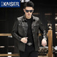 凱撒（KAISER）春秋款海寧真皮皮衣男油蠟牛皮夾克機車(chē)皮衣韓版修身外套百搭皮衣 黑色 5XL (195) (適合190-200斤)黑色