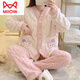 貓人（MiiOW）空氣棉三件套純棉睡衣女套裝加厚25秋冬季媽媽易喂奶家居服可外穿 2076#小狐貍(珊瑚絨) L 【120-140斤】