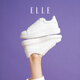 ELLE小白鞋女鞋官方板鞋新款學(xué)生女生輕奢休閑鞋子厚底運動(dòng)鞋 純白色 37 (235mm) 標準碼