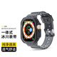 炫戴適用蘋(píng)果手表ultra3/s10表帶s11一體apple iwatchS9/8/7/6/5冰川限定透明硅膠se3男女運動(dòng)腕帶夏天 冰川一體表帶-透黑 適用：46mm表盤(pán)S10/S11