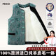 佩萃純羊毛馬甲女士冬季中老年皮毛一體羊皮背心高檔保暖加厚棉坎肩 綠色 加厚 2XL （推薦110-125斤）