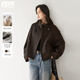 對白小個(gè)子短款立領(lǐng)毛呢大衣女2025秋冬新款溫暖寬松百搭羊毛外套 濃巧克力色 L