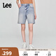 Lee25新品舒適版五袋款設(shè)計(jì)淺藍(lán)色女百慕大牛仔短褲顯瘦潮A08096
