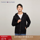 Tommy Hilfiger【抓絨保暖】秋冬男裝休閑純色連帽拉鏈開(kāi)衫重磅衛衣外套
