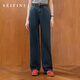 詩凡黎（'SEIFINI）孟子義代言【加絨上新】經(jīng)典直筒高腰顯瘦休閑牛仔長褲2025冬新款 【加長版165-175cm】牛仔藍(lán) M