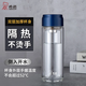 希諾（heenoor） 雙層玻璃杯男女士泡茶杯隔熱大容量水杯便攜戶(hù)外提環(huán)運動(dòng)杯子 藍色400ml