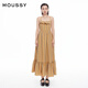 moussy 女裝新品甜美森系荷葉邊露背吊帶連衣裙028HAZ30-0351 055花紋黃色 S 00001