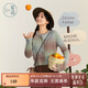紫涵（ZIHAN）紫涵漸變色短款針織開(kāi)衫女秋季短款修身顯瘦圓領(lǐng)毛衣外套 綠底咖條 S