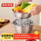 京東京造304不銹鋼洗菜盆調料和面盆腌肉盆洗菜瀝水籃盆篩套裝 二件套26cm