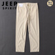 JEEP SPIRIT亞麻褲男夏季直筒薄款棉麻褲子休閑原男裝長(cháng)褲男士休閑褲麻料男褲 卡其色 XL 145-165斤
