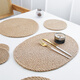屋里屋外亞麻草編隔熱墊餐桌碗墊盤(pán)子墊家用防滑茶杯墊手工編制圓形鍋墊子 橢圓隔熱墊-40*30cm【一片裝】