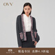 OVV2023秋冬新款女裝撞色羊毛粗棒針手工感針織休閑開(kāi)衫外套 深灰（凈色）A5 XL