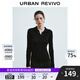 UR【HOT】2025秋季新款女裝簡約氣質(zhì)翻領(lǐng)長袖針織衫UWM950075 正黑 M