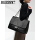 Reessy奢侈品牌包包女包2026新款真皮女士百搭鏈條包鱷魚(yú)紋單肩通勤包 黑色