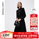 朗姿2025年秋季新款黑色長(cháng)裙高級感氣質(zhì)法式設計感收腰襯衫連衣裙 黑色2 L