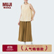 無(wú)印良品（MUJI） IDEE 女式 人字紋 寬版褲 褲子女款早秋款闊腿褲 GAD64C4S 深米色 均 碼 165/72A