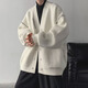 HKZM針織衫毛衣男秋季潮牌痞帥感大碼慵懶學(xué)院風(fēng)日系復(fù)古開(kāi)衫外套 白色 XL (130-145斤左右)