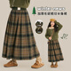 小豬彼特女童半身裙秋冬兒童冬季加厚毛呢中長(cháng)款百褶裙子套裝女孩大童長(cháng)裙 4537綠色半身裙 120 cm