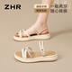 ZHR厚底涼鞋女2025年夏季新款休閑水鉆兩穿ins潮流時尚涼拖鞋女 米色 36