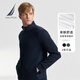 諾帝卡（NAUTICA）【單件直降】男裝春夏新款雙面珠地立領(lǐng)拼接全開襟衛(wèi)衣男KO4303 藏青4NV L