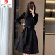 皮爾卡丹（pierre cardin）黑色連衣裙女2025秋冬時(shí)髦長(cháng)袖時(shí)尚收腰顯瘦氣質(zhì)假兩件a字蓬蓬裙 黑色 L