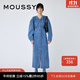 moussy 女裝新款泡泡袖下擺開(kāi)叉長(cháng)款牛仔連衣裙010GSK11-0090 110藍色 S 00001