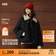 森馬（Semir）羽絨服女插肩袖可脫卸毛領(lǐng)2025新款冬季oversize花苞外套復古 黑色調（灰鴨絨）00399（特寬松介意可拍小一碼） M