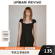 UR2025夏季新款女裝復古蕾絲花邊打攬修身連衣裙UWG750133 黑色 L