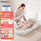 史威比（Sweeby）嬰兒床中床寶寶防吐奶斜坡枕新生兒喂奶斜坡墊防驚跳哄睡床 安伯灰丨無(wú)級升降+防滑柱+枕頭