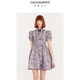 LULUALWAYS我愛(ài)露露25夏季新款千金名媛甜美華麗提花短款連衣裙 紫色 S