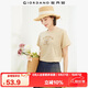 佐丹奴短袖t恤女純棉法式漫畫(huà)印花趣味減齡圓領(lǐng)體恤13324330