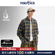 nautica white sail白帆×湯本弘通監制日系中性潮流廓形格紋法蘭絨長(cháng)袖襯衫HYWW4418 藍色41T M