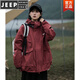 JEEP SPIRIT日系戶外沖鋒衣男紅色連帽外套登山服多口袋寬松防水機能情侶夾克 紅色-防水【雙層高質(zhì)量材質(zhì)】 XL(建議體重140-160)