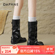 達芙妮（DAPHNE）西部牛仔中筒靴女2025新款秋季厚底美拉德褲管機車(chē)辣妹騎士短靴子 J654027/黑色 38