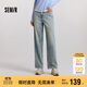 森馬（Semir）森柔牛仔|牛仔褲女抓毛闊腿褲街頭個(gè)性冬季寬松長(zhǎng)褲103724124001B