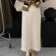 繪詩(shī)慧秋冬半身裙女新款針織A字裙半裙黑色白色直筒裙半身長(cháng)裙包臀裙 針織流蘇半裙【杏色】 均碼 【建議90-110斤】