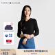 TOMMY HILFIGER春秋季女裝復(fù)古絞花肌理鑲邊合身版圓領(lǐng)內(nèi)搭打底針織衫毛衣 黑色BDS S （推薦：100-110斤）