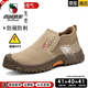 西域駱駝（VANCAMEL）真皮勞保鞋男款防砸防刺穿輕便秋季絕緣防滑耐磨電焊工一腳蹬工作 【透氣款】淺棕 防火花 耐燙鞋面 42