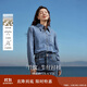 茵曼牛仔襯衫女翻領(lǐng)刺繡落肩袖長(zhǎng)袖文藝復(fù)古百搭18348|367 牛仔藍(lán) L 