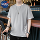 NASA WASSUP短袖t恤男士夏季薄款棉潮流帥氣百搭冰絲男裝體恤上衣服 灰色 L （110-120斤）