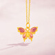 夢(mèng)金園黃金吊墜硬金5D蝴蝶吊墜煙雨戲蝶項鏈送女友生日禮物