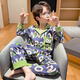 2025新款兒童睡衣春秋季款男童純棉長(zhǎng)袖薄款大童青少年男孩家居服 41093【綠色笑臉】 120 【12碼】 身高120-130CM 45-55斤