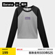 蕉內（Bananain）非常服520Color女士棉感主題長(cháng)袖拼色休閑T恤顯瘦辣妹T恤秋冬新品 中麻灰拼黑色 XL