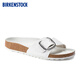 BIRKENSTOCK勃肯德國進口大扣女款牛皮革軟木Madrid一字單帶拖鞋 白色1018866 36