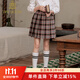 IVY HOUSE常春藤兒童裝女童裙子秋季新款  格子英倫格調(diào)嬌俏百褶短裙學(xué)院風(fēng) 咖啡色 130 cm
