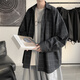 NEW OR MODE復(fù)古格子襯衫男韓版潮流ins休閑寬松情侶帥氣衣服潮牌襯衣外套男 黑色 XL