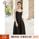 固執(zhí)（OBSTINATE）【特價】2023秋季新款氣質(zhì)蝴蝶結(jié)吊帶裙無袖中長款連衣裙 黑色 L