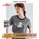 VEGA CHANG短袖T恤女2025夏新款少女減齡休閑童趣印花圓領(lǐng)寬松簡(jiǎn)約百搭上衣 印花灰（T恤） S